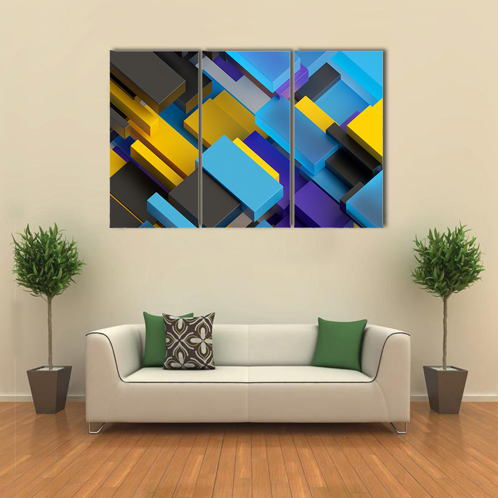 Layered Brick Pattern Canvas Wall Art