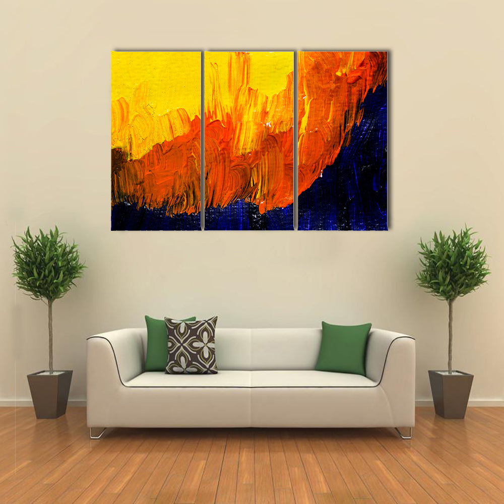 Bold Impasto Brushstrokes in Warm and Cool Hues Canvas Wall Art