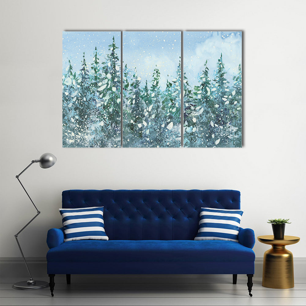 Spruce Forest in Falling Snow Canvas Wall Art