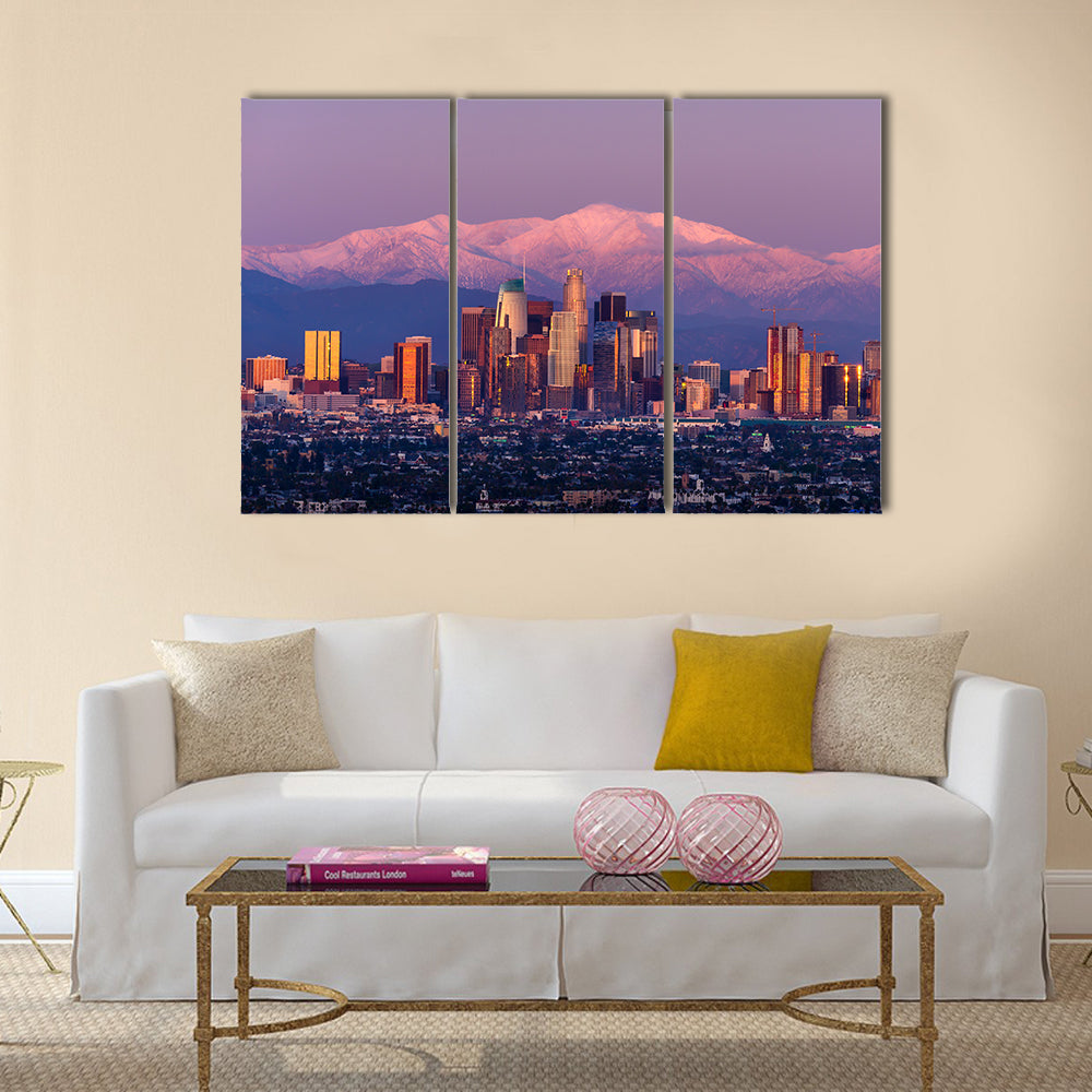 Downtown Los Angeles Skyline at Sunset Canvas Wall Art