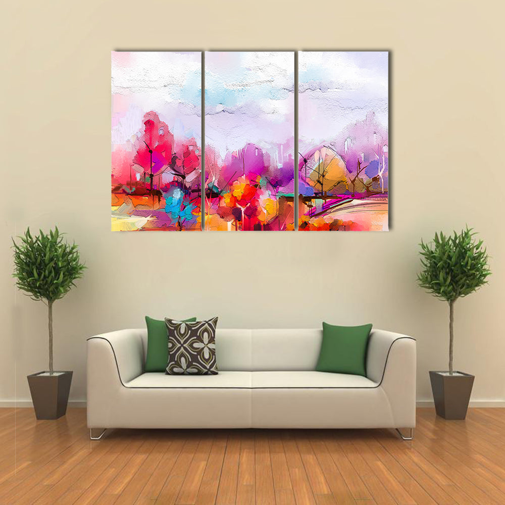 Oil-painted Abstract Trees Canvas Wall Art