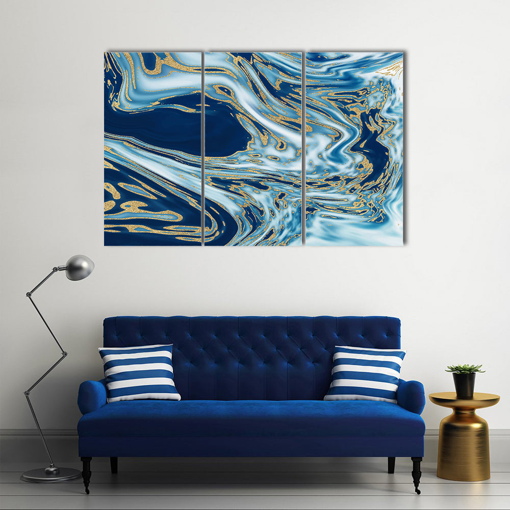 Liquid Marble with Gold Veins Canvas Wall Art