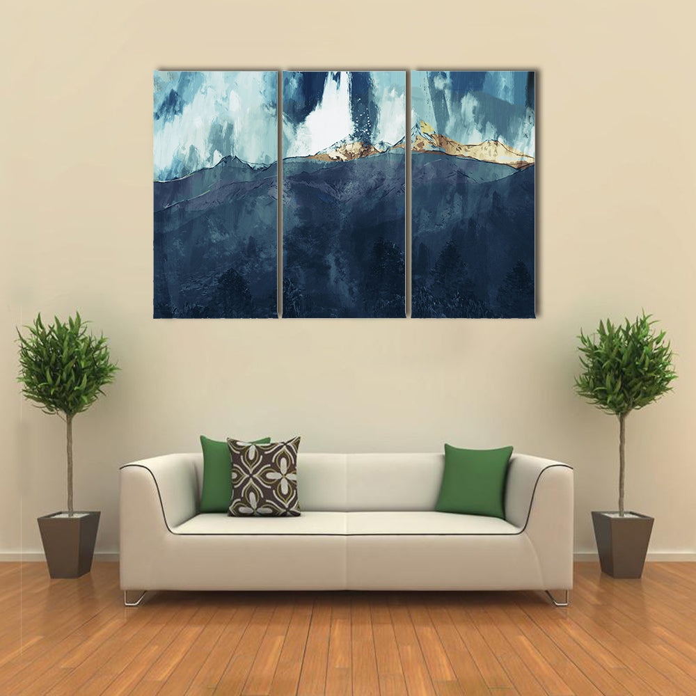 Abstract Mountain Range at Golden Dusk Canvas Wall Art