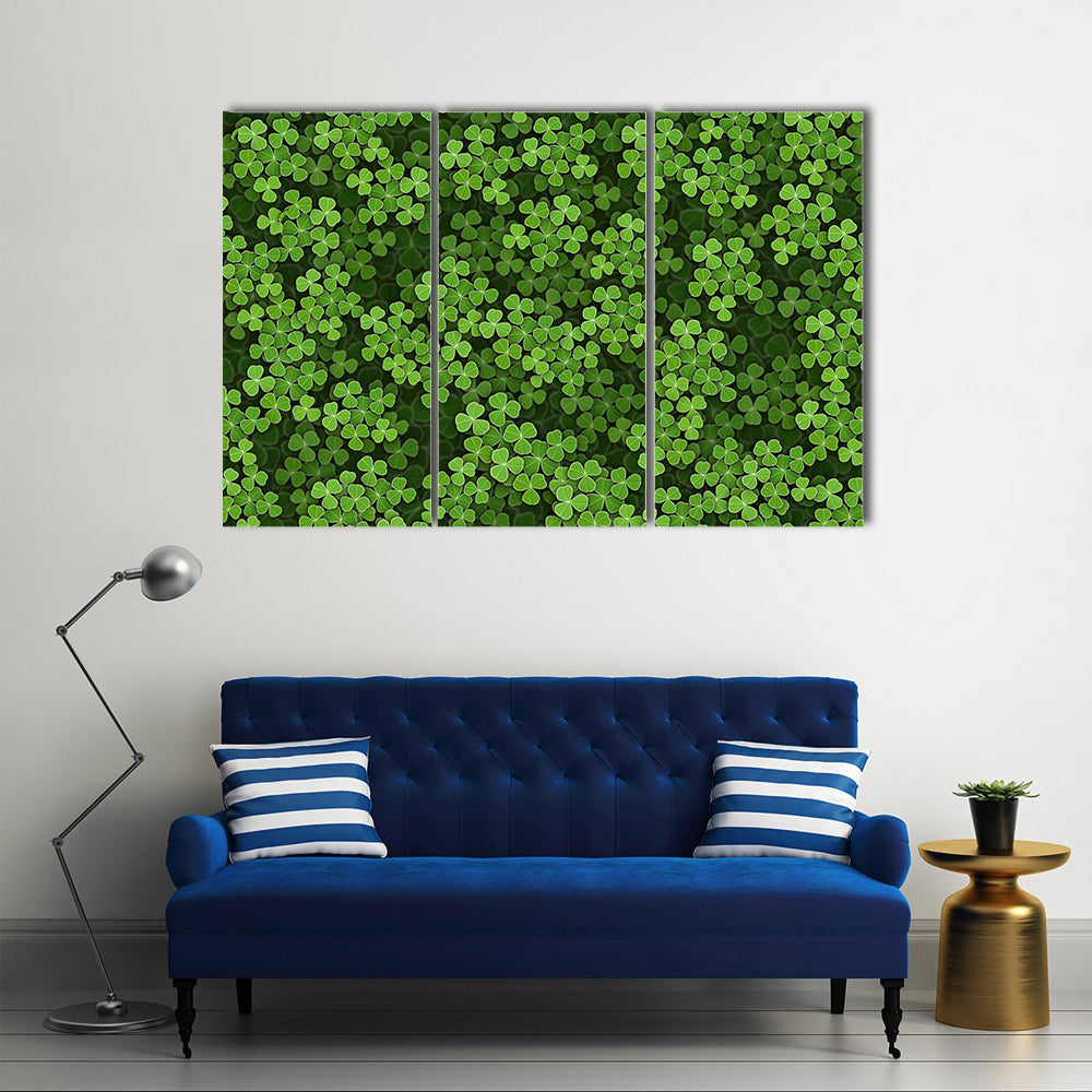 Layered Green Shamrock Illustration Canvas Wall Art
