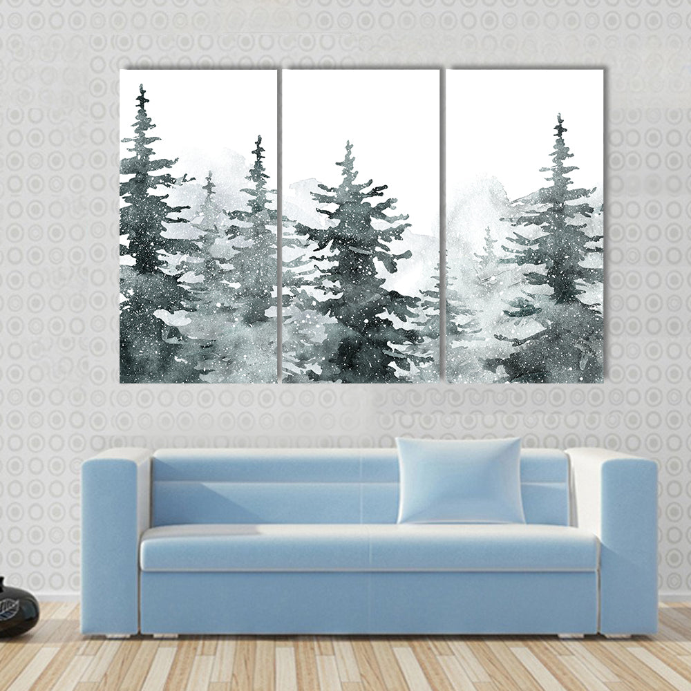 Snowy Evergreen Forest Canvas Wall Art