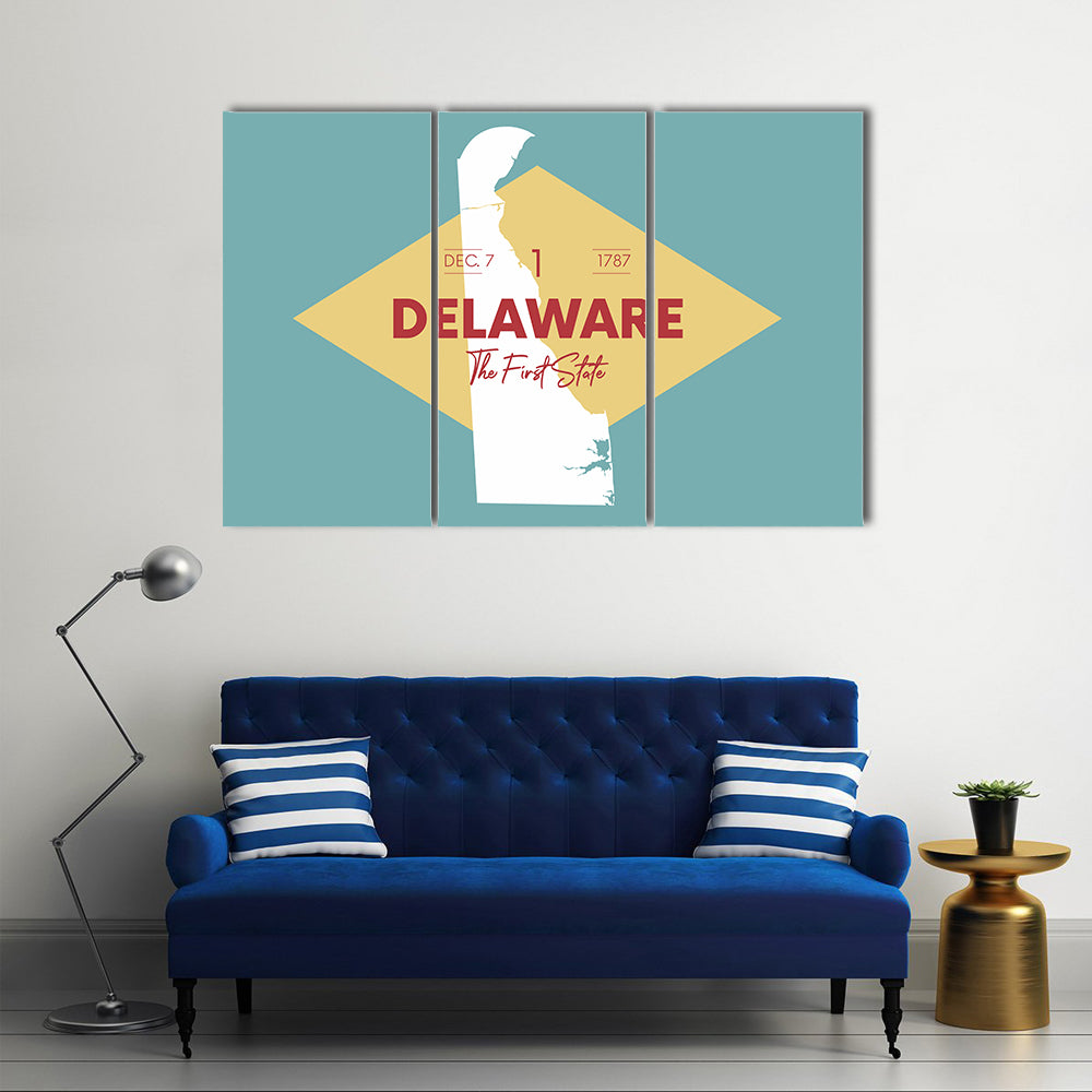 Vintage Delaware Map Canvas Wall Art