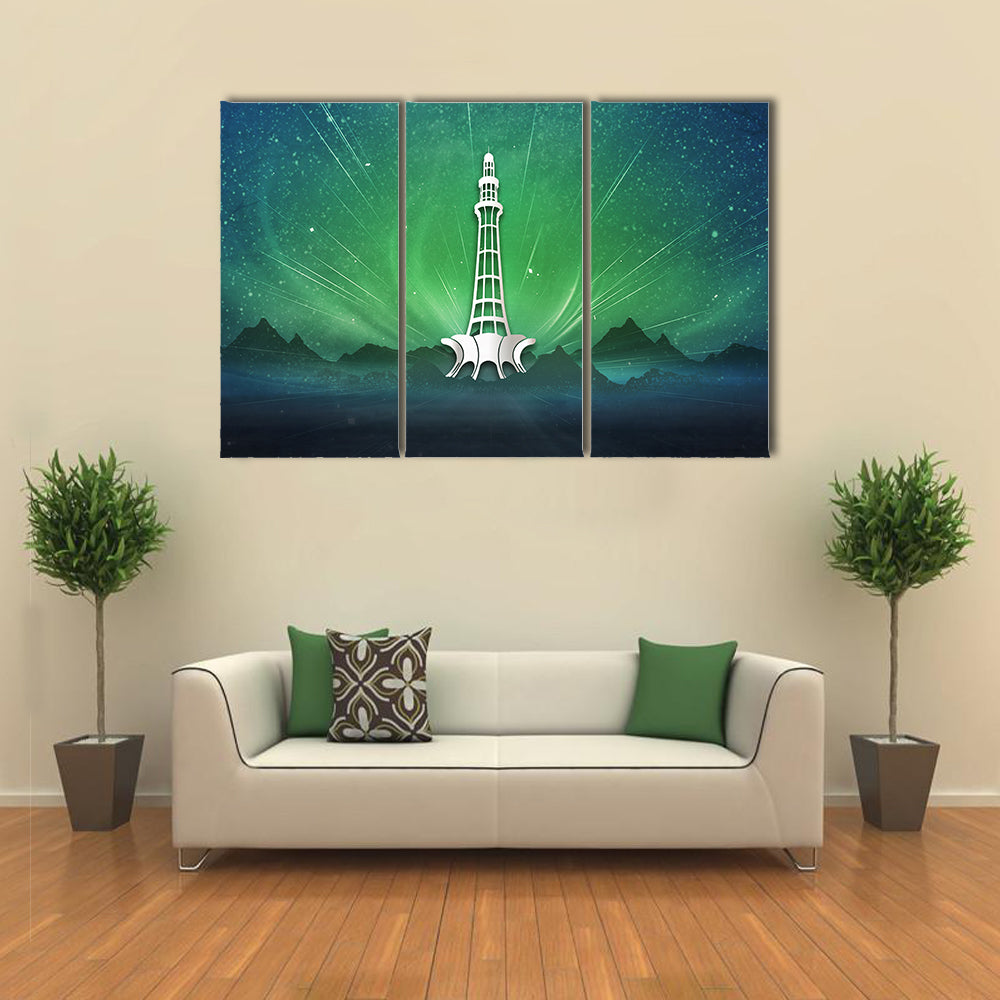 Minar-e-pakistan Aurora Nightscape Canvas Wall Art