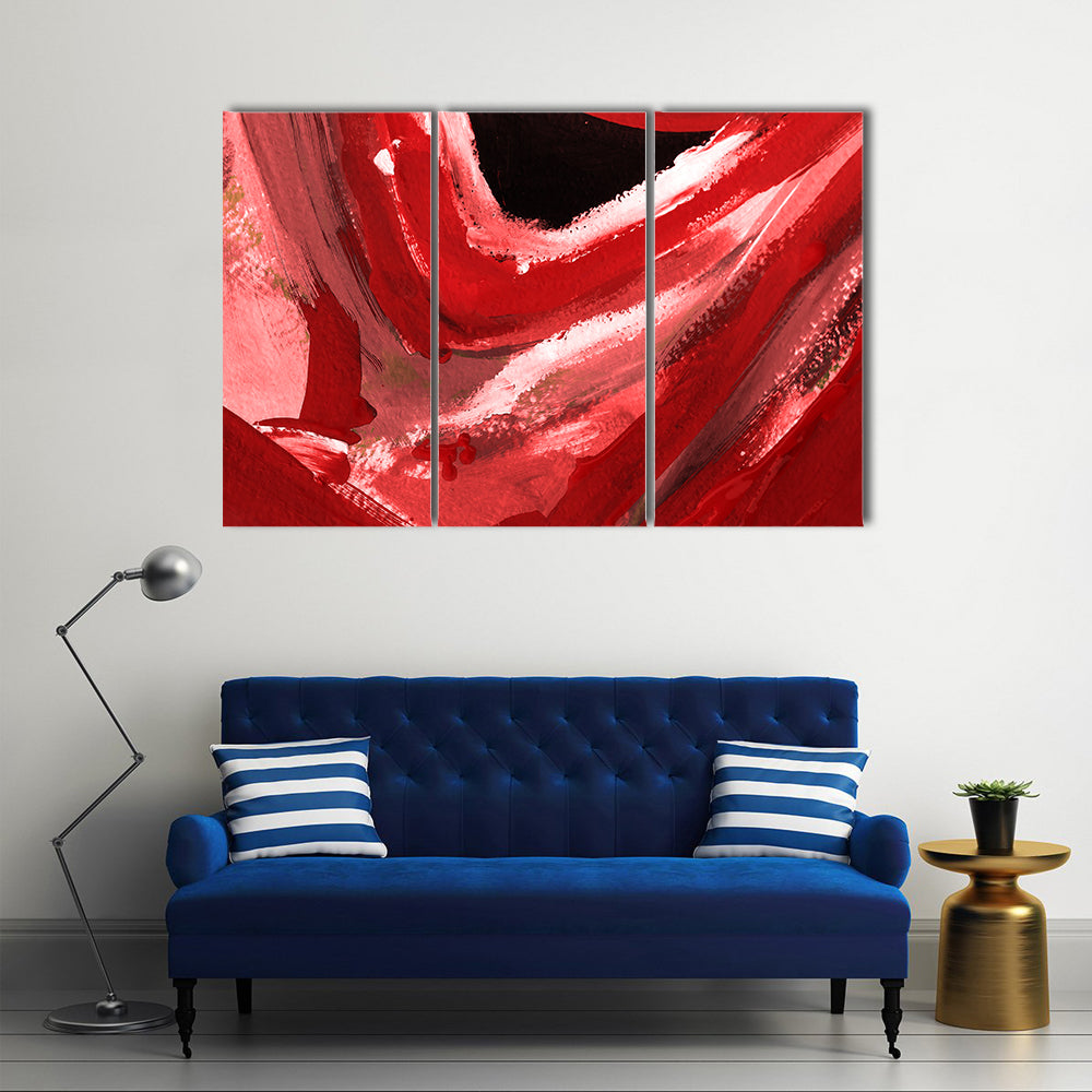 Red and Pink Abstract Brushstrokes Canvas Wall Art