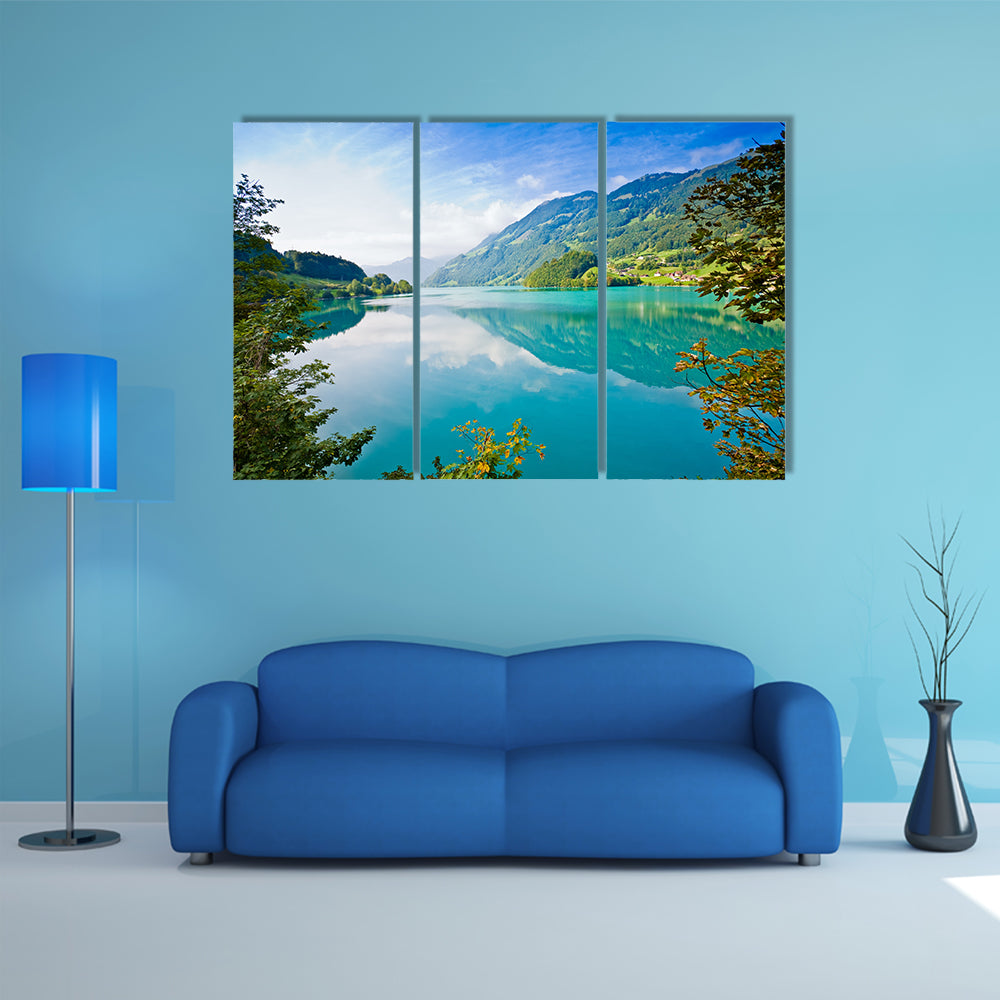 Majestic Mountain Lake In Switzerland Canvas Wall Art