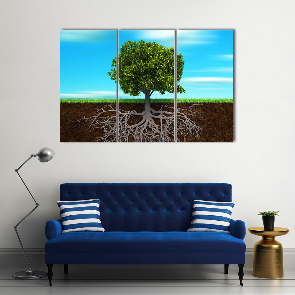 Tree Root Cross-section Illustration Canvas Wall Art
