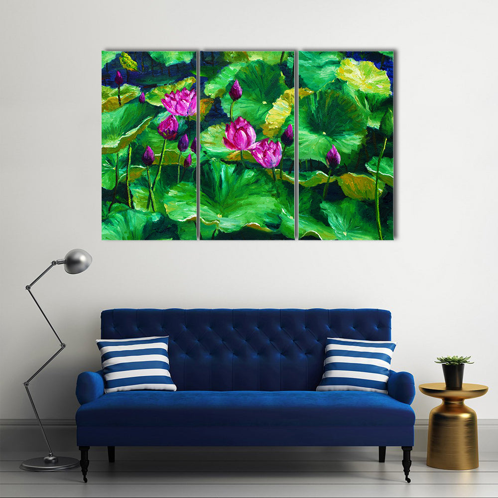 Lotus Flowers Oil Painting Canvas Wall Art