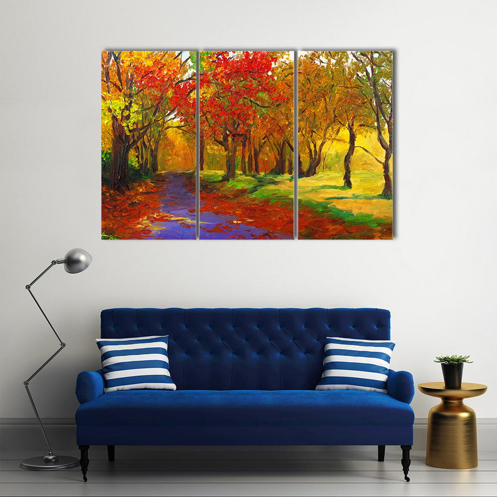 Maple Forest Path in Autumn Canvas Wall Art
