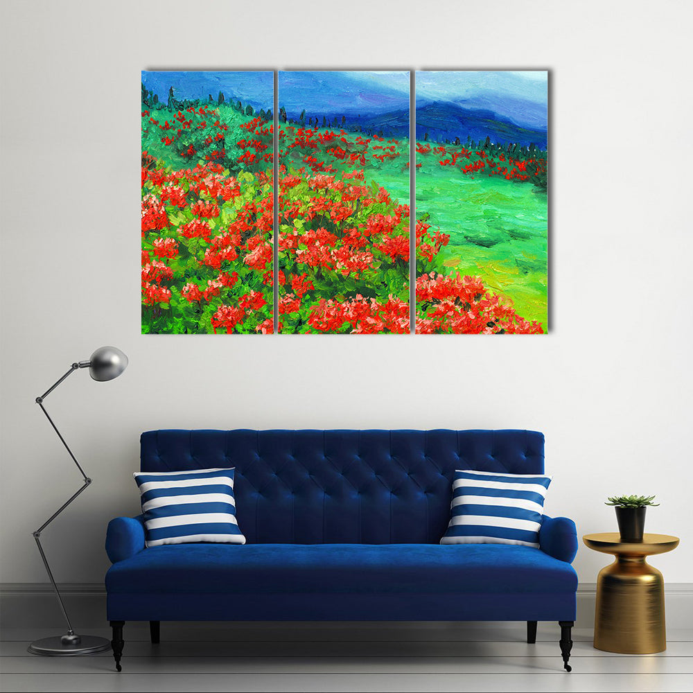Oil Painted Wildflower Field Canvas Wall Art