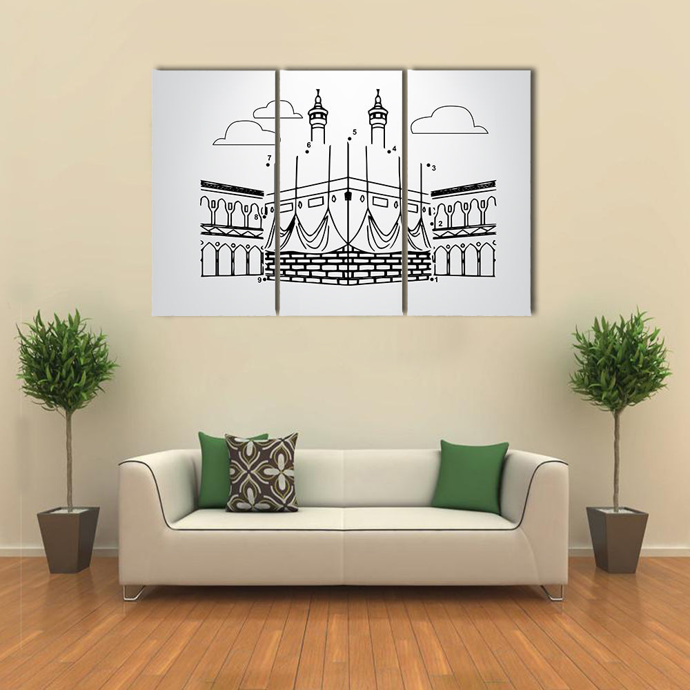 Kaaba Numbered Dot Puzzle Illustration Canvas Wall Art