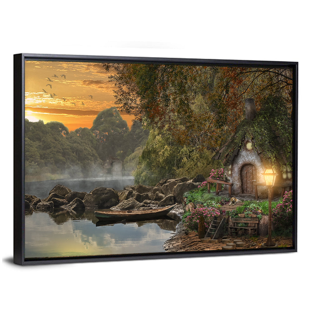 Fairy House on the Lake Canvas Wall Art