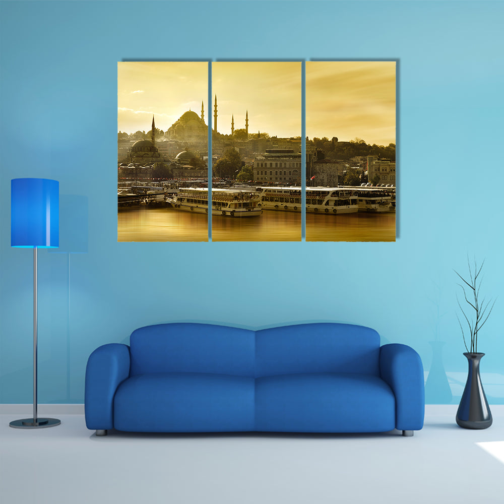 Suleymaniye Mosque Golden Horn In Istanbul Turkey Canvas Wall Art