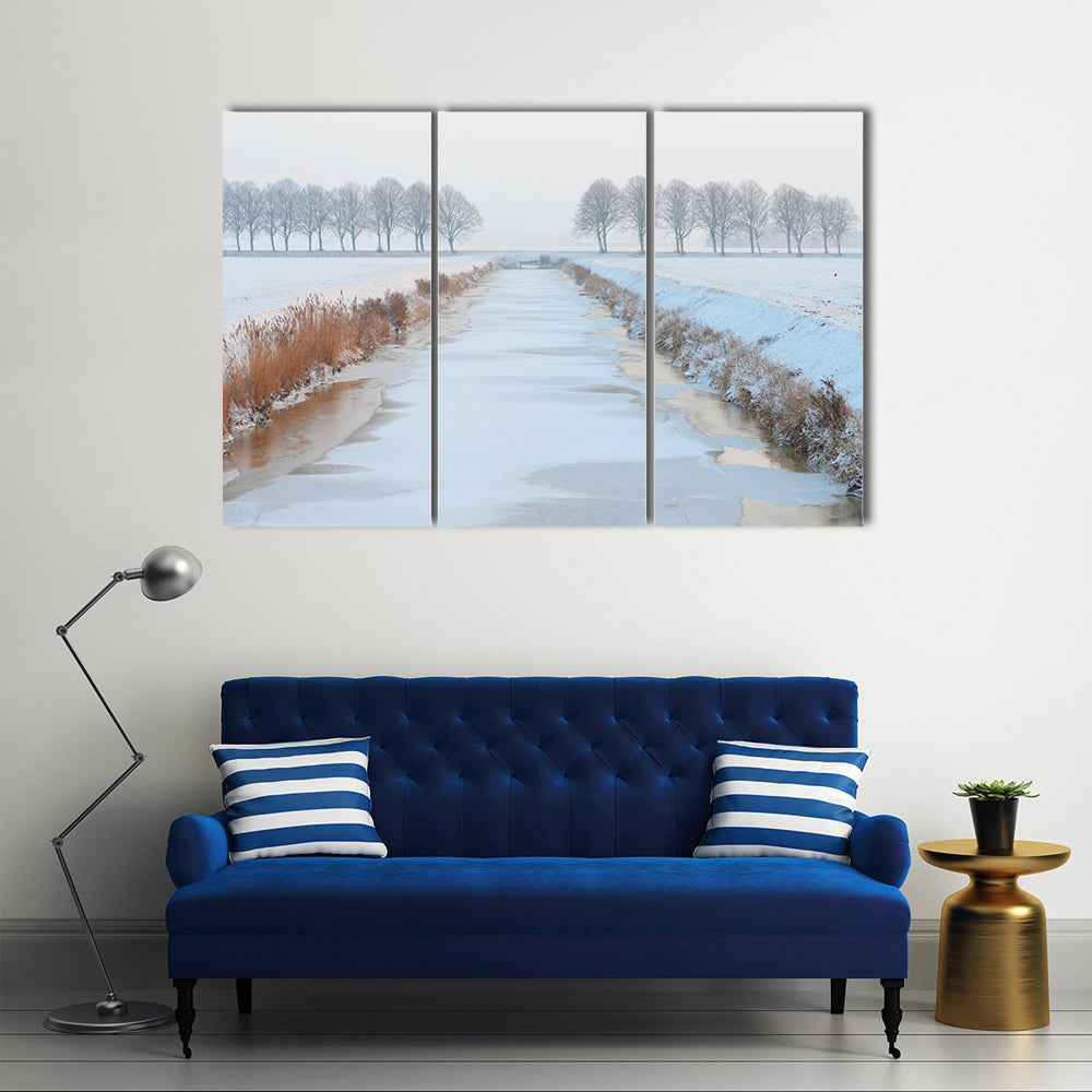 Winter Landscape In Holland Canvas Wall Art