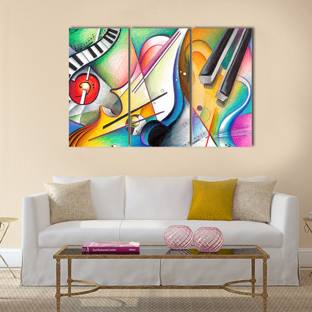 Hand-drawn Musical Abstraction Canvas Wall Art
