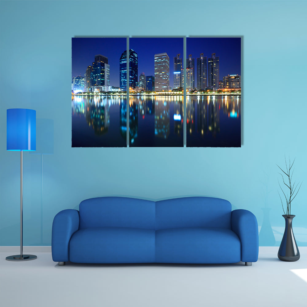 Bangkok City At Night In Thailand Canvas Wall Art