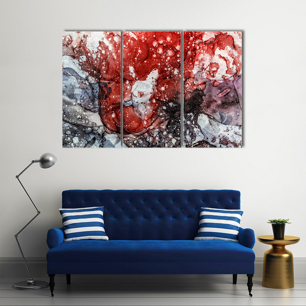 Textured Red Fluid Abstract Canvas Wall Art