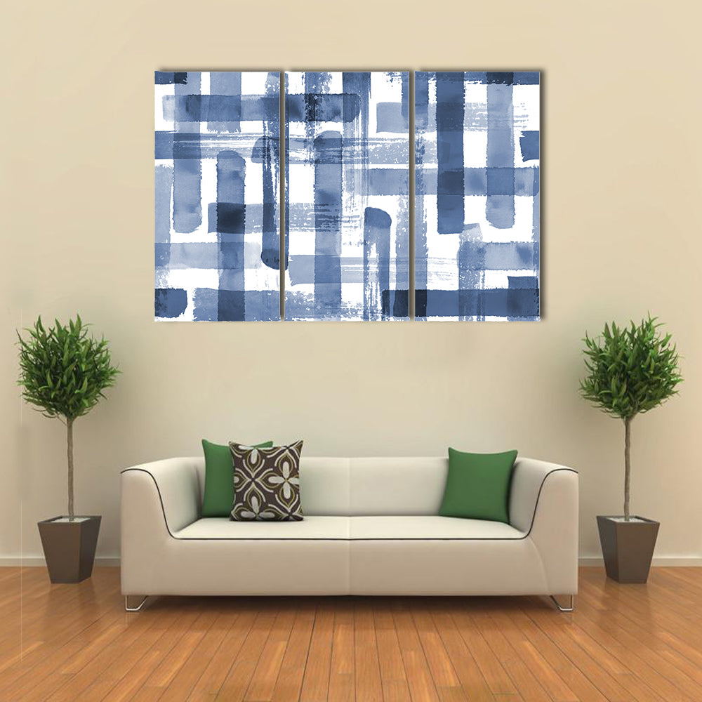 Blue Grunge Cross Geometric Shapes Canvas Wall Art