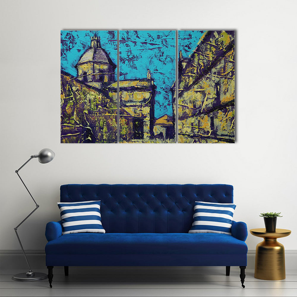 Church in Salamanca Street Scene Canvas Wall Art