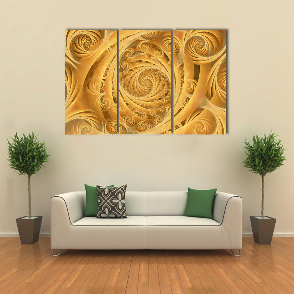 Wispy Gold Spiral Pattern Canvas Wall Art