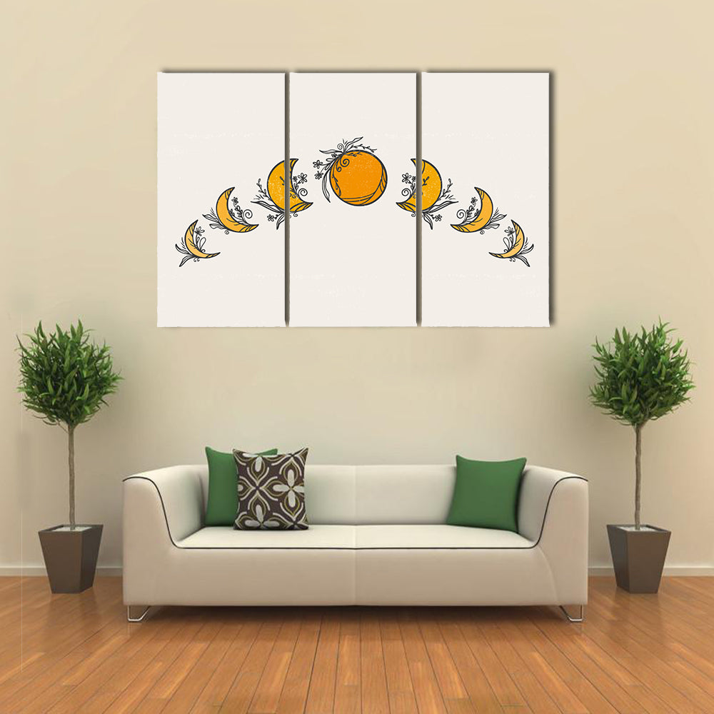 Minimalist Moon Phases with Citrus Moon Canvas Wall Art