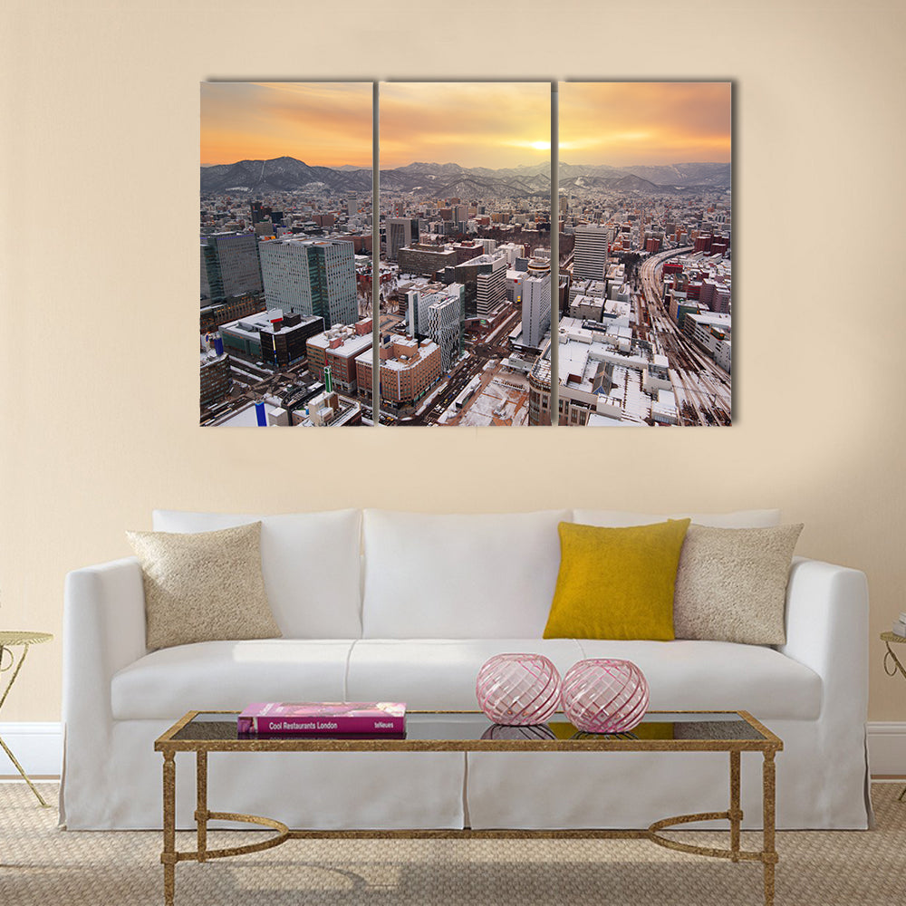 Sapporo Downtown Skyline In Hokkaido Japan Canvas Wall Art