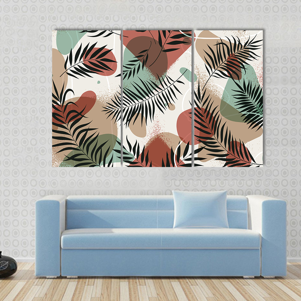 Tropical Palm and Fern Leaves Print Canvas Wall Art