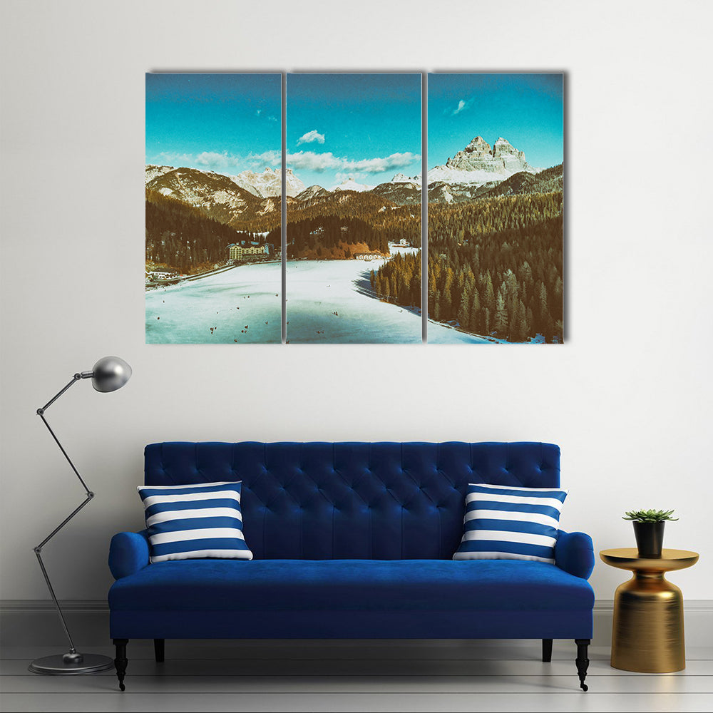 Italian Dolomites in Winter Canvas Wall Art