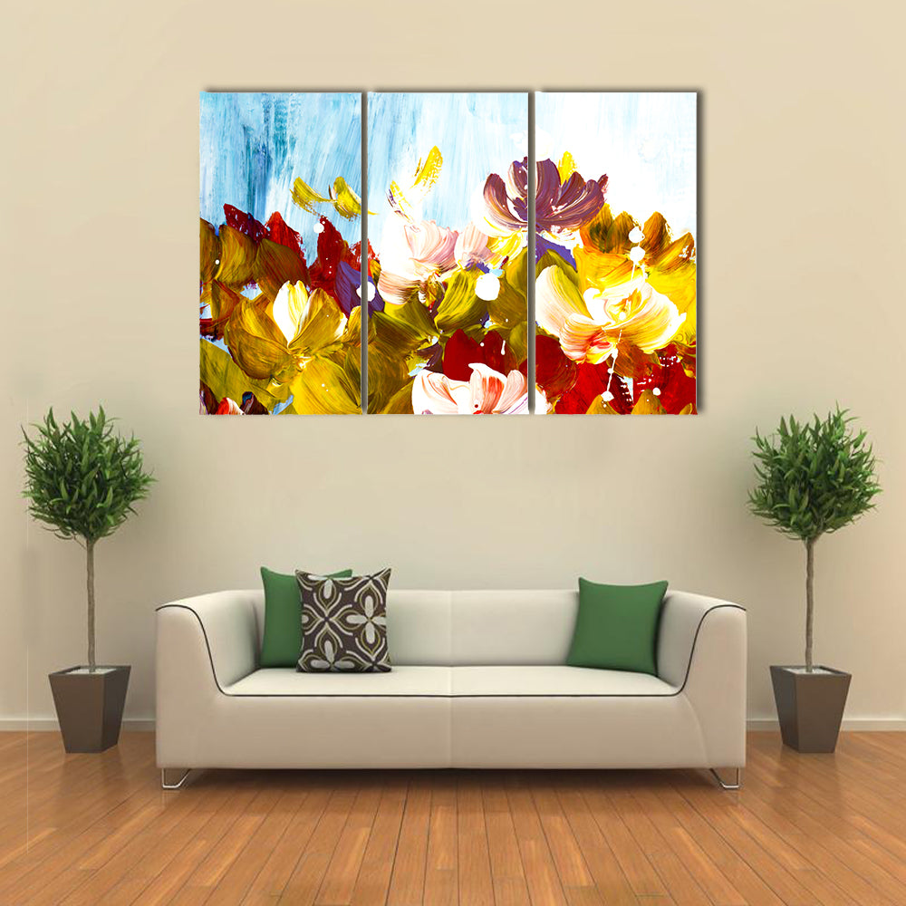 Colorful Abstract Flowers Canvas Wall Art