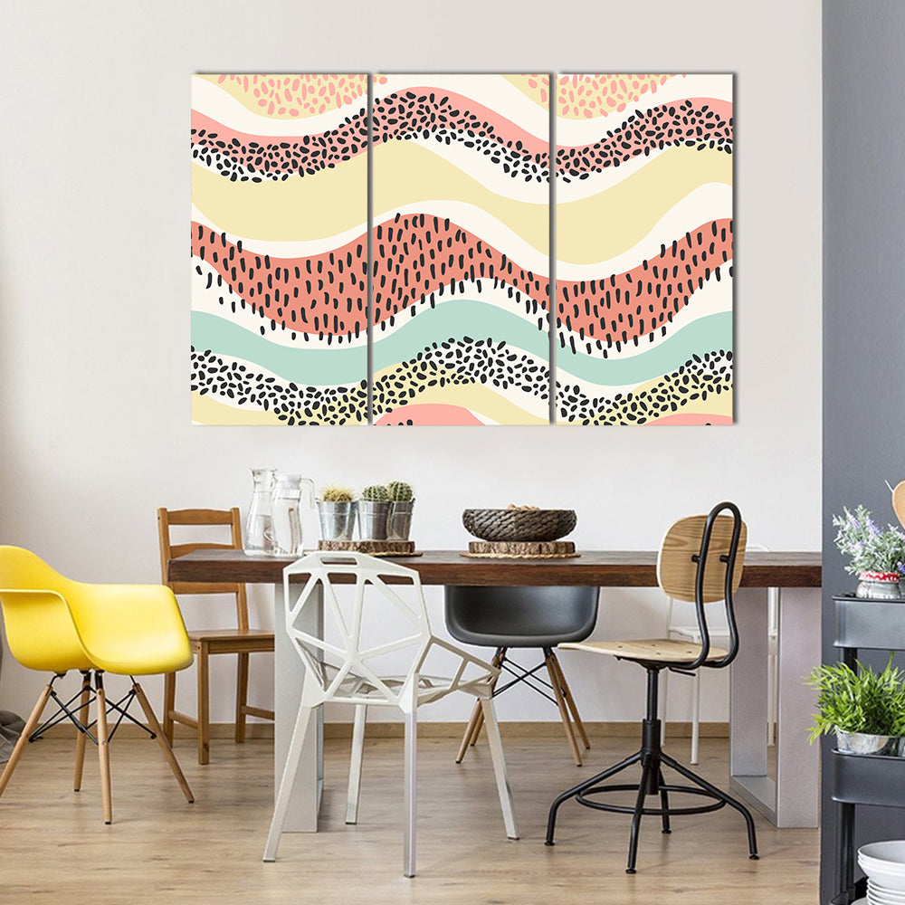 Layered Wavy Bands with Seed Dots Canvas Wall Art