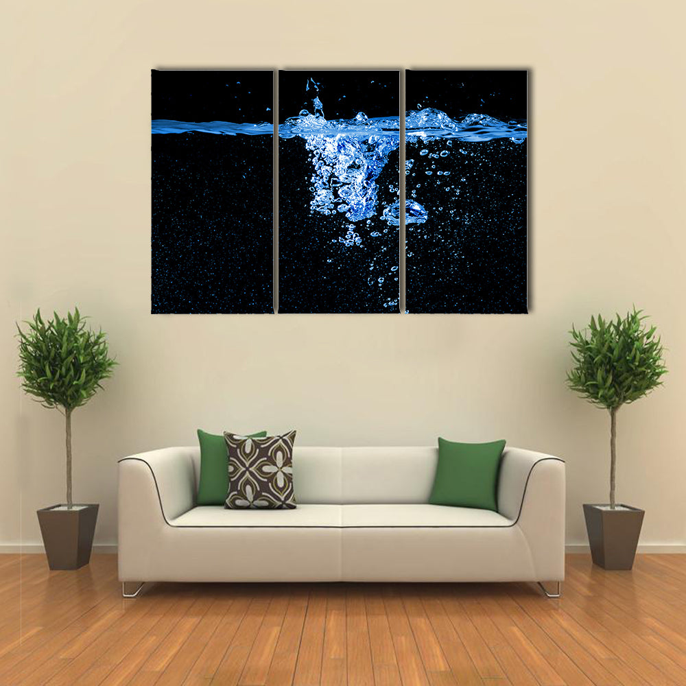 Dark Water Splash with Bubbles Canvas Wall Art