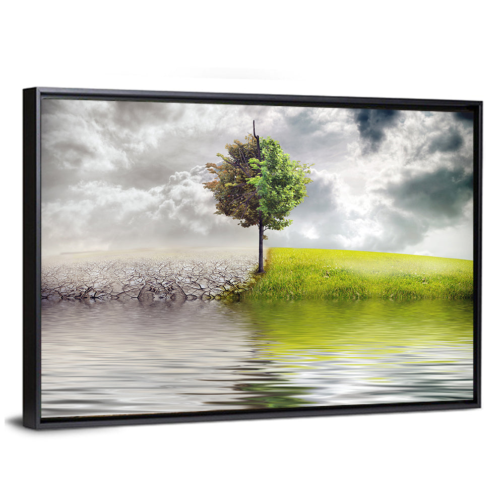 Split Tree Ecology Landscape Canvas Wall Art