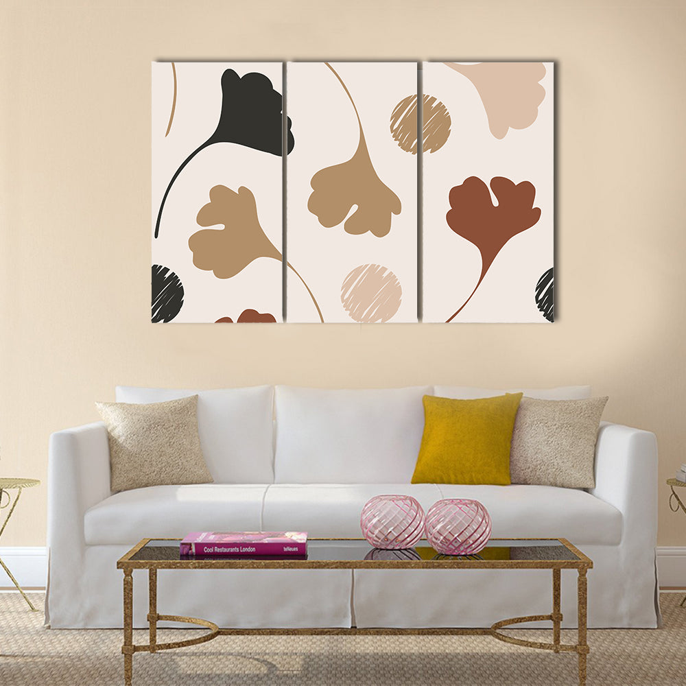 Natural Ginkgo Leaf Silhouettes Canvas Wall Art