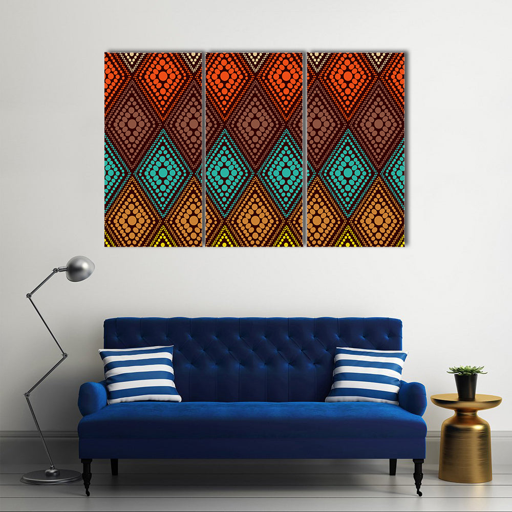 Dotted Diamond Geometric Pattern Canvas Wall Art