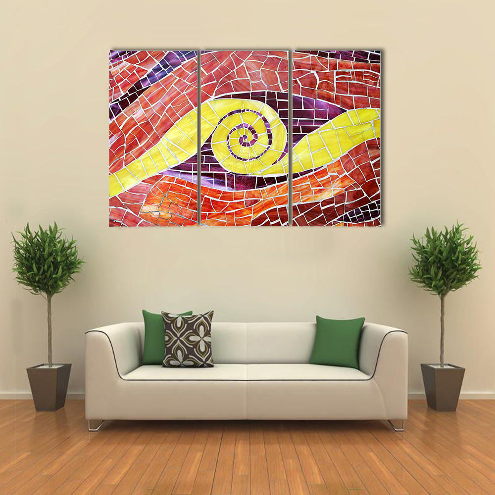 Colorful Mosaic with Yellow Spiral Canvas Wall Art