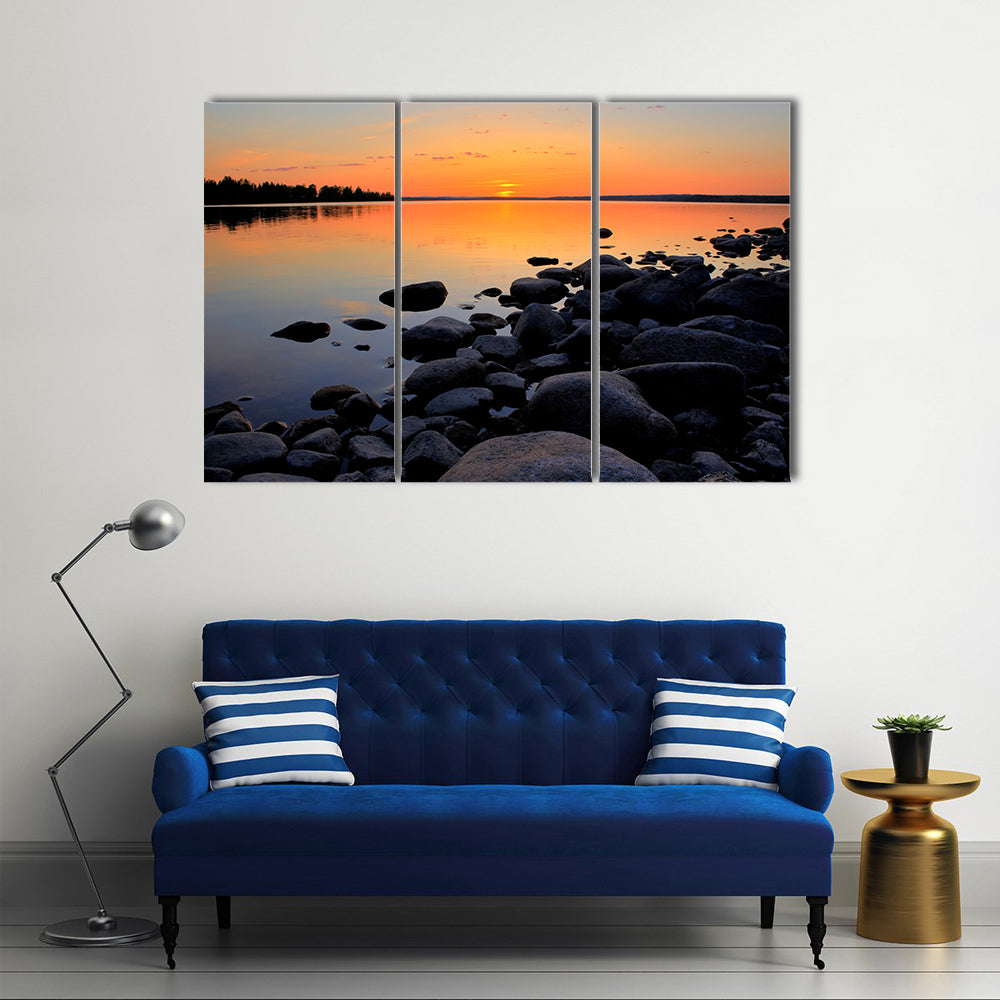 Beach At Sunset In Sweden Canvas Wall Art