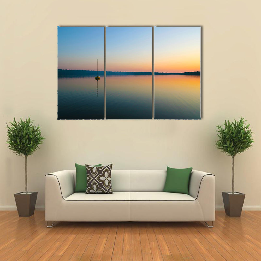 Yellow Sailboat at Sunset Canvas Wall Art