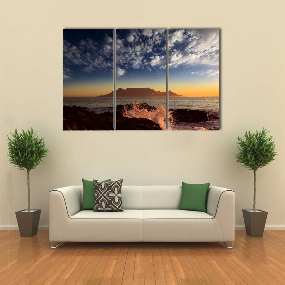 Table Mountain Sunset Over Ocean Canvas Wall Art