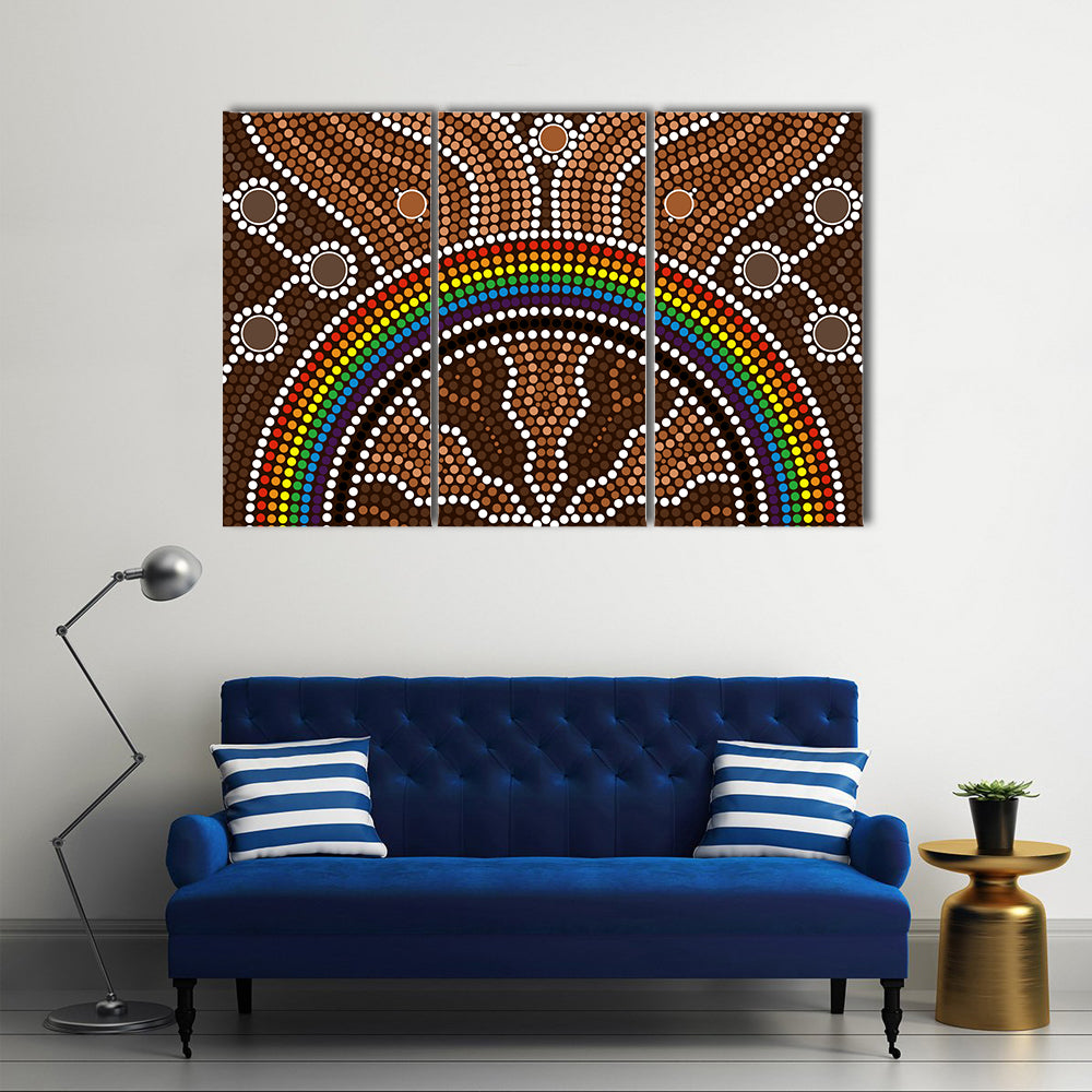 Aboriginal Rainbow Dot Painting Canvas Wall Art