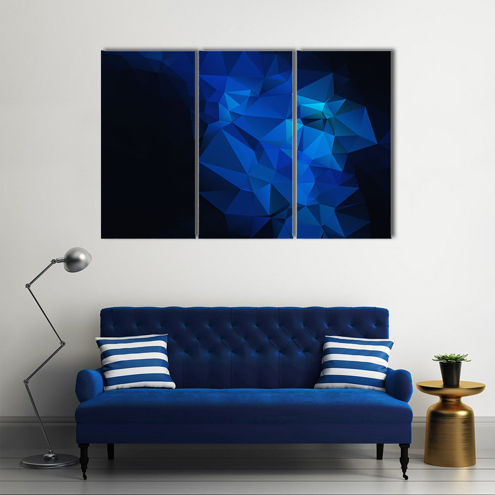 Blue Low-poly Geometric Artwork Canvas Wall Art