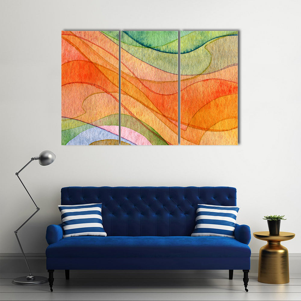 Colorful Watercolor Wave Abstract Canvas Wall Art