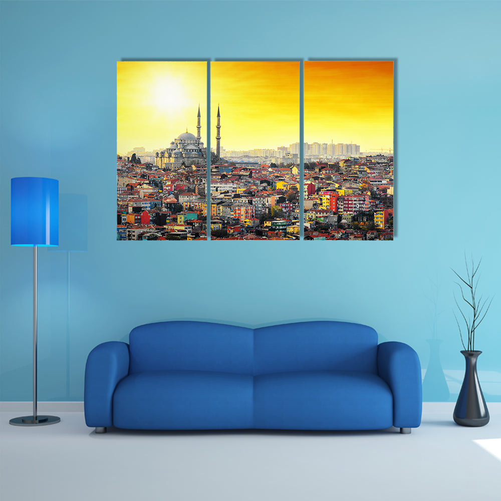 Mosque Suleymaniye At Sunset In Istanbul Canvas Wall Art