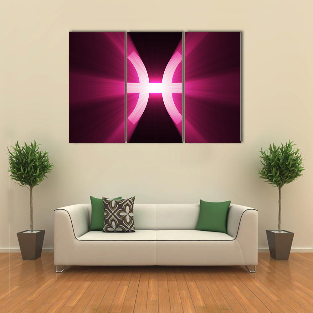 Glowing Pisces Zodiac Symbol Canvas Wall Art