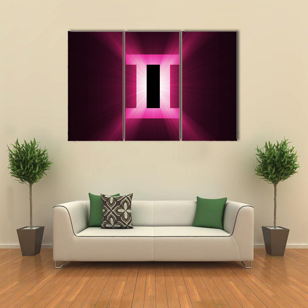 Glowing Gemini Zodiac Symbol Canvas Wall Art