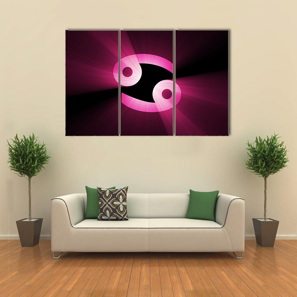 Magenta Cancer Zodiac Symbol Canvas Wall Art