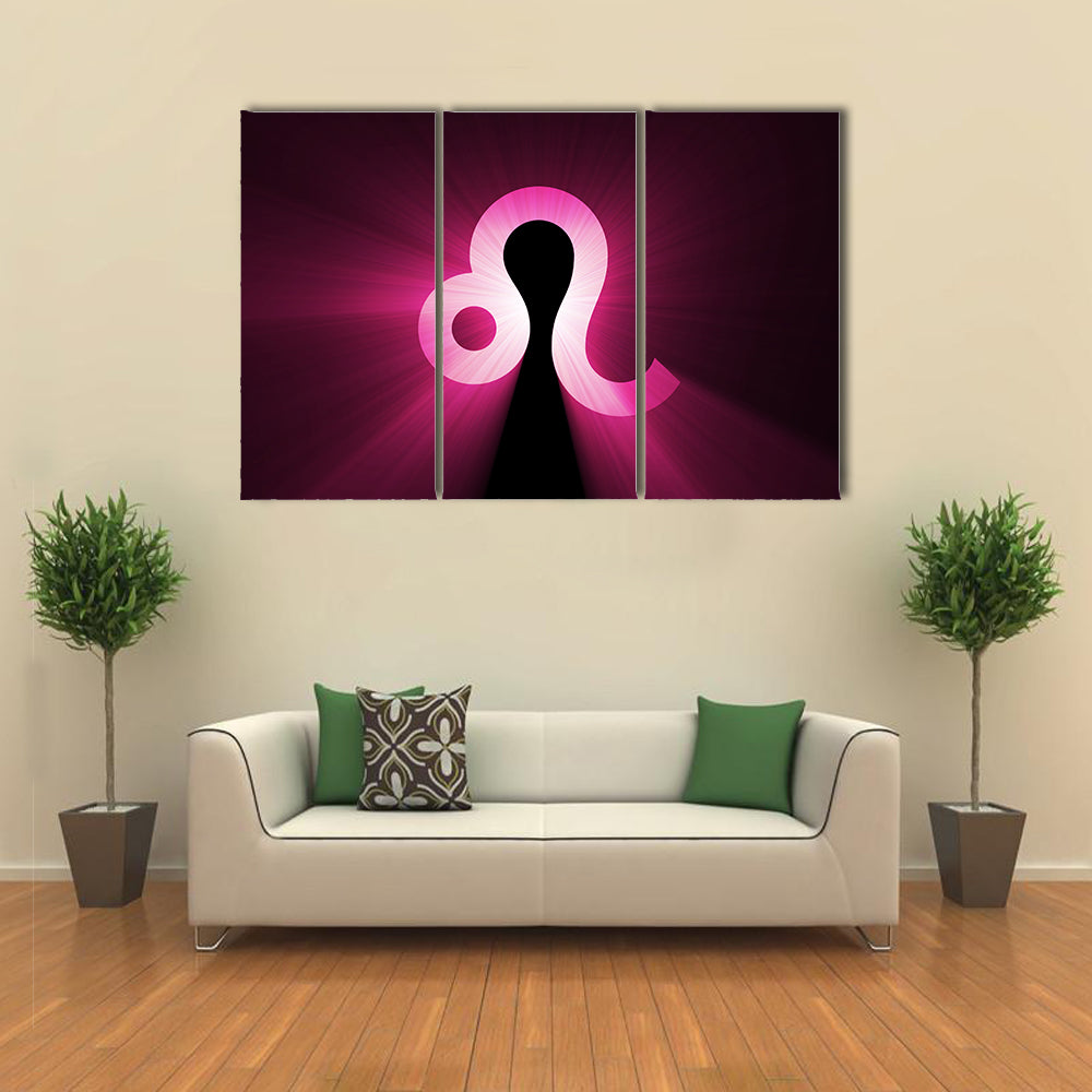 Glowing Leo Zodiac Symbol Canvas Wall Art