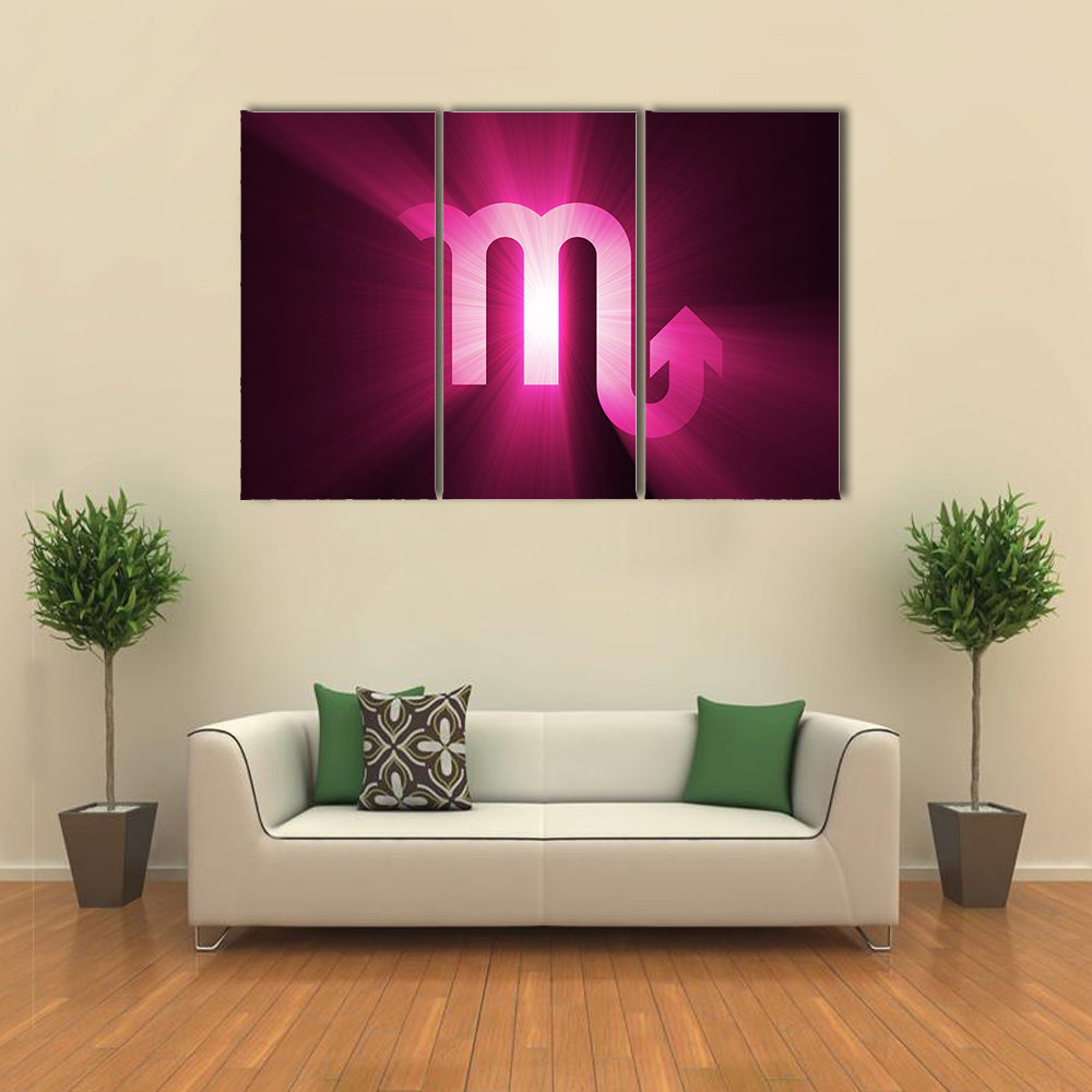 Glowing Scorpio Zodiac Glyph Canvas Wall Art